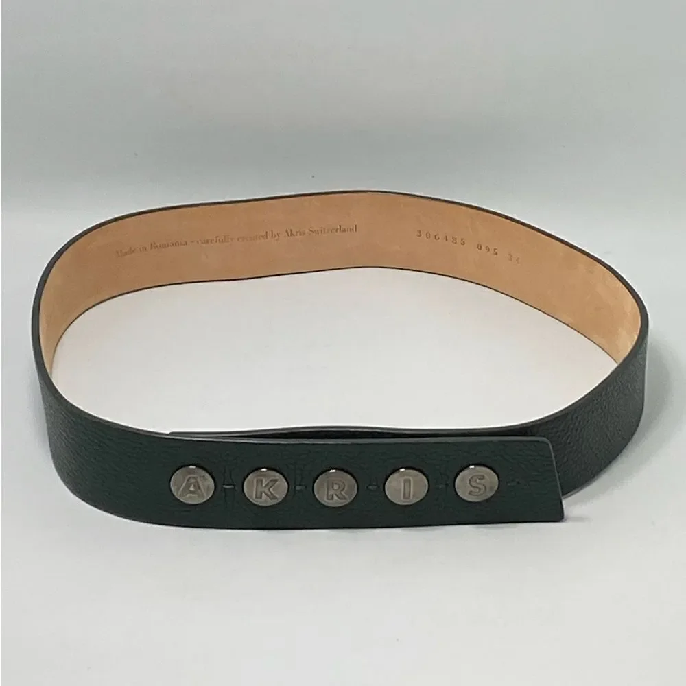 Akris Logo Press Stud Thin Leather Belt size 34(FR)